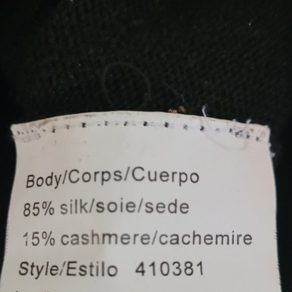 Cashmere Silk KNIT Black Shrug Short Sleeve Accent Details Size M - Picture 4 of 8